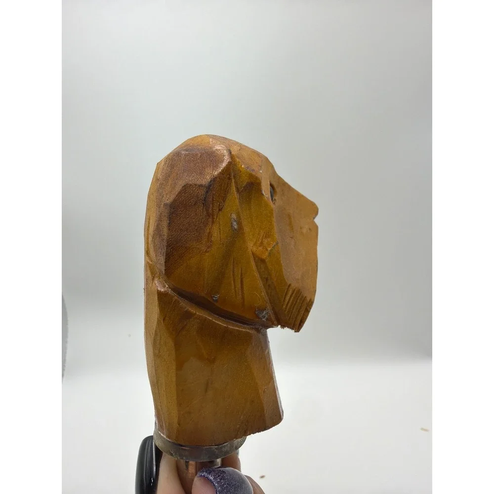 Vintage Hand Carved Wood Dog Bottle Stopper Set with Stand Scottie Folk Art